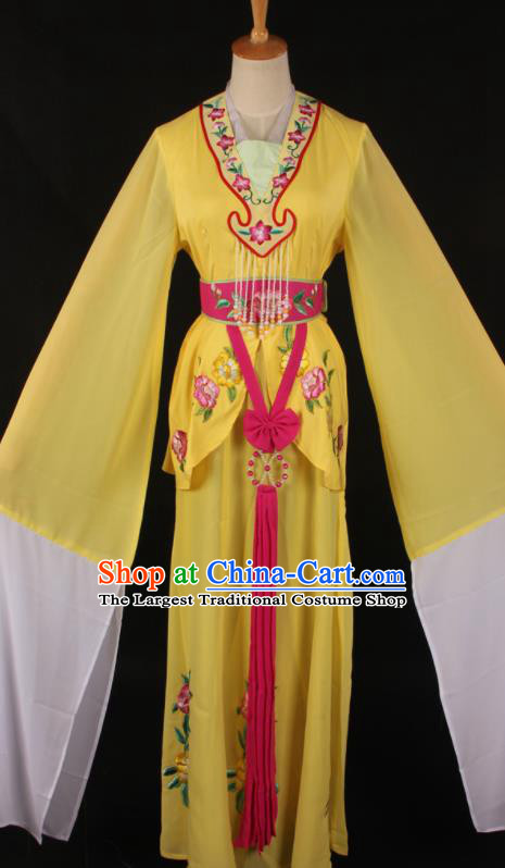 Chinese Traditional Shaoxing Opera A Dream in Red Mansions Yellow Dress Ancient Peking Opera Maidservant Costume for Women