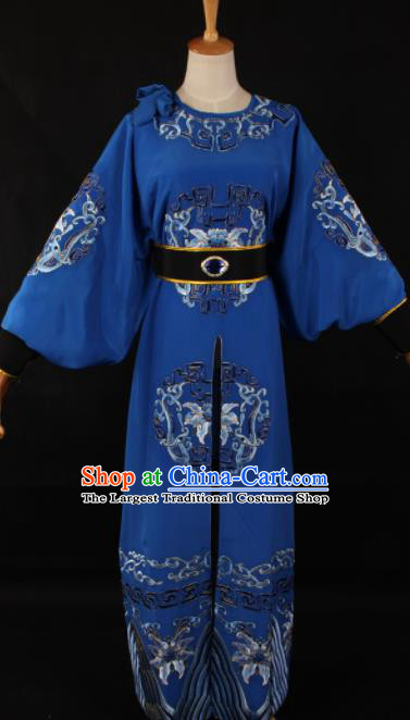 Traditional Chinese Shaoxing Opera Takefu Blue Clothing Ancient Imperial Bodyguard Costume for Men