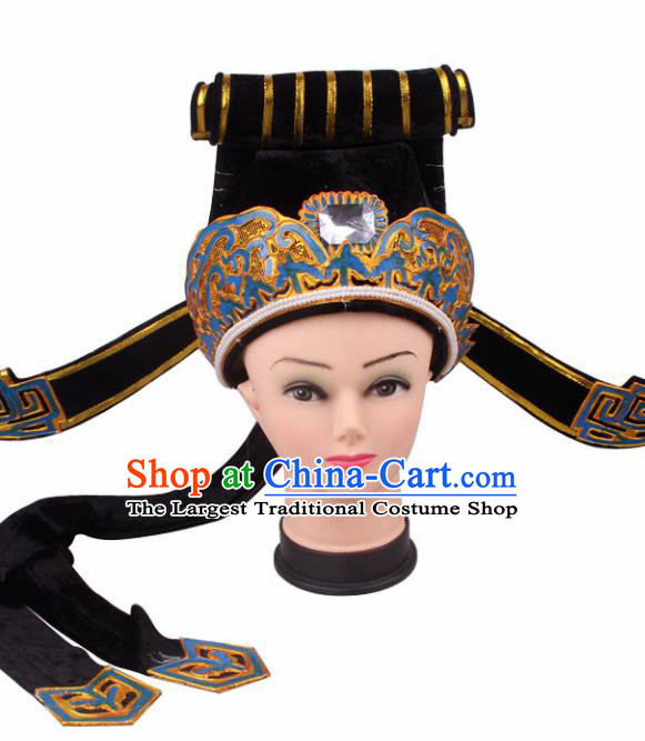 Traditional Chinese Shaoxing Opera Niche Black Hat Ancient Scholar Headwear for Men