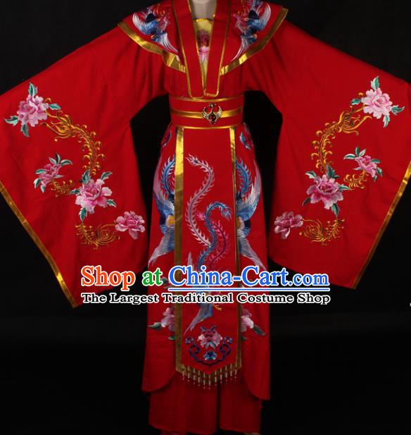 Traditional Chinese Shaoxing Opera Diva Red Dress Ancient Peking Opera Queen Costume for Women