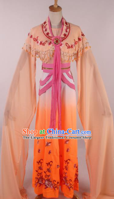 Chinese Traditional Shaoxing Opera Seven Fairies Orange Dress Ancient Peking Opera Actress Costume for Women