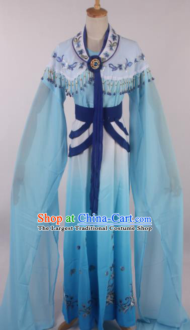 Chinese Traditional Huangmei Opera Seven Fairies Blue Dress Ancient Peking Opera Actress Costume for Women