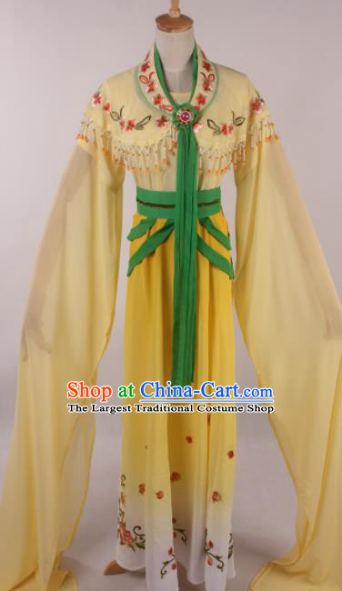 Chinese Traditional Huangmei Opera Seven Fairies Yellow Dress Ancient Peking Opera Actress Costume for Women