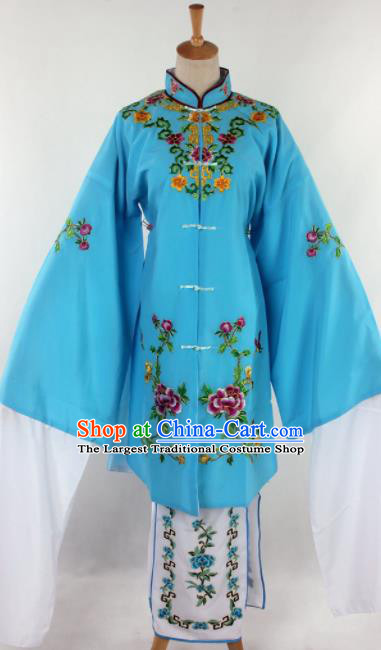 Chinese Traditional Beijing Opera Qin Xianglian Blue Dress Ancient Peking Opera Diva Costume for Women