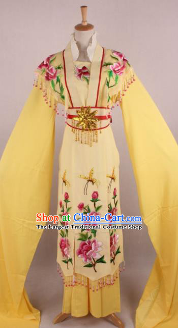 Professional Chinese Beijing Opera Nobility Lady Yellow Dress Ancient Traditional Peking Opera Diva Costume for Women