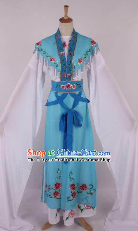 Chinese Traditional Beijing Opera Actress Princess Blue Dress Ancient Peking Opera Diva Costume for Women