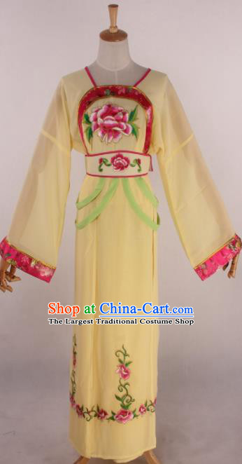 Chinese Beijing Opera Palace Maidservant Yellow Dress Ancient Traditional Peking Opera Court Maid Costume for Women