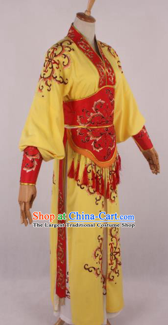 Chinese Traditional Beijing Opera Actress Yellow Dress Ancient Peking Opera Female Warrior Costume for Women