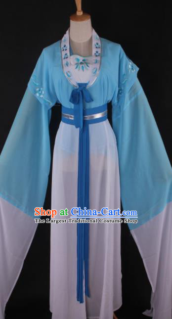 Professional Chinese Beijing Opera Maidservant Blue Dress Ancient Traditional Peking Opera Diva Costume for Women