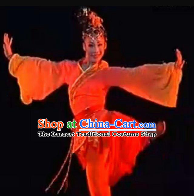 Traditional Chinese Classical Dance Han Feng Li Ying Costume Folk Dance Beautiful Dance Red Dress for Women