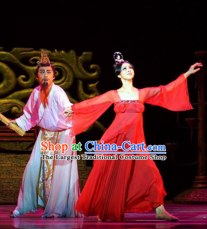 Traditional Chinese Classical Dance Confucius Costume Drama Stage Show Beautiful Dance Red Dress for Women