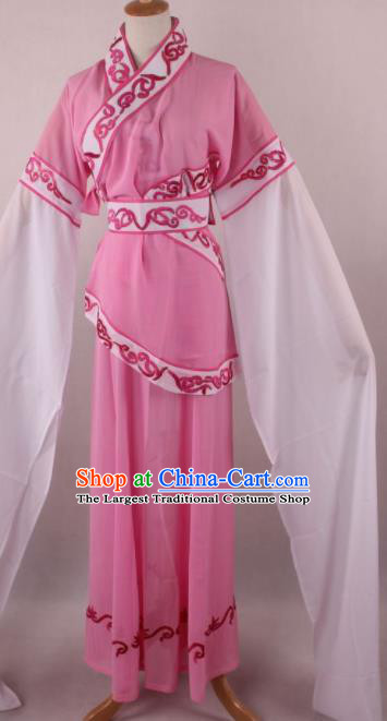 Professional Chinese Shaoxing Opera Village Girl Pink Dress Ancient Traditional Peking Opera Maidservant Costume for Women