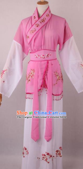 Professional Chinese Shaoxing Opera Servant Girl Pink Dress Ancient Traditional Peking Opera Maidservant Costume for Women