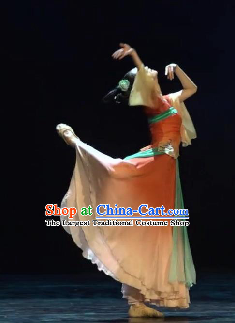 Chinese Beautiful Dance Xi Shang Mei Shao Costume Traditional Umbrella Dance Classical Dance Competition Dress for Women