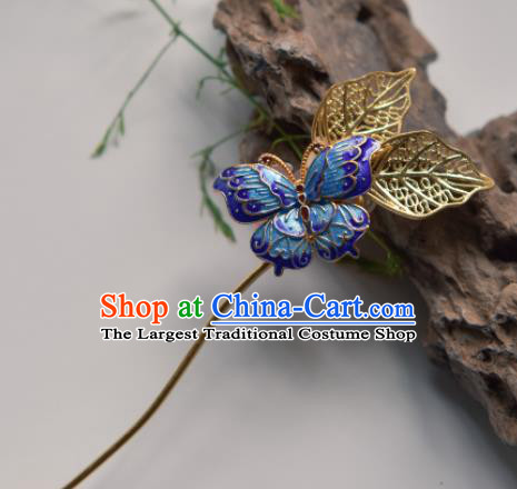 Chinese Ancient Princess Hair Accessories Traditional Hanfu Cloisonne Butterfly Hairpins for Women