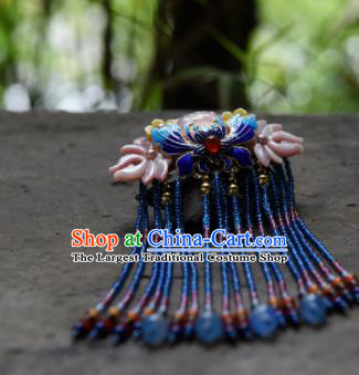 Chinese Ancient Princess Hair Accessories Cloisonne Butterfly Tassel Hair Claw Traditional Hanfu Hairpins for Women