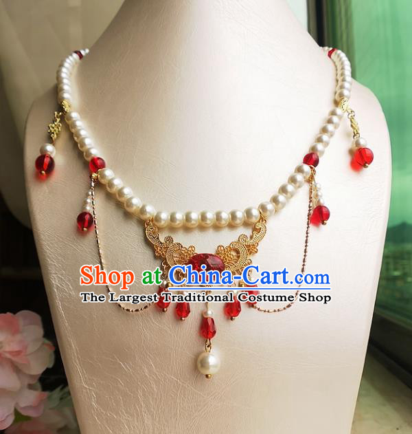 Chinese Ancient Princess Jewelry Accessories Traditional Hanfu Tassel Necklace for Women