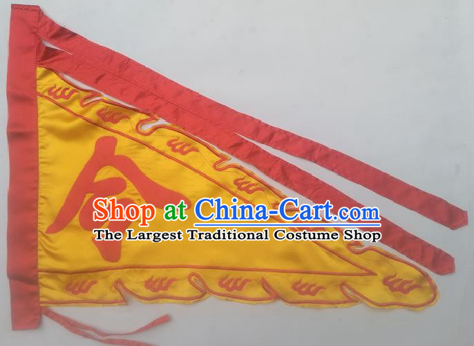 Chinese Traditional Dragon Boat Competition Embroidered Dragon Flag Yellow Silk Triangular Flag