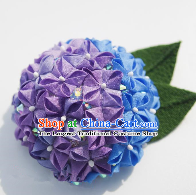 Japanese Geisha Hydrangea Brooch Traditional Yamato Kimono Breastpin Accessories for Women