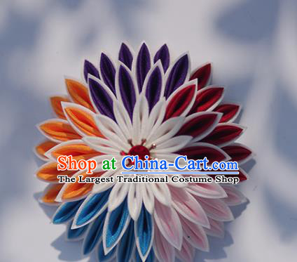 Japanese Geisha Kimono Colorful Chrysanthemum Hair Claw Hairpins Traditional Yamato Hair Accessories for Women