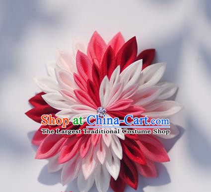 Japanese Geisha Kimono Rosy Chrysanthemum Hair Claw Hairpins Traditional Yamato Hair Accessories for Women