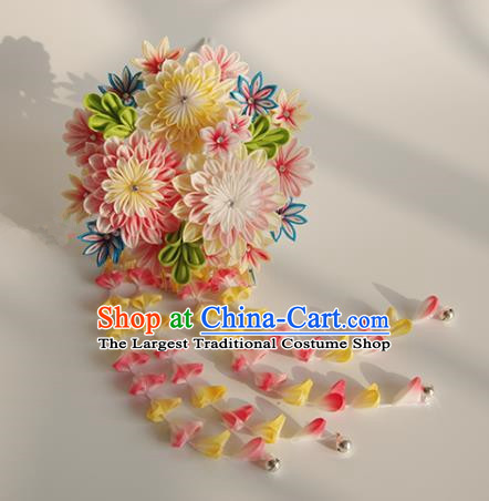 Japanese Geisha Kimono Chrysanthemum Tassel Hairpins Traditional Hair Accessories for Women