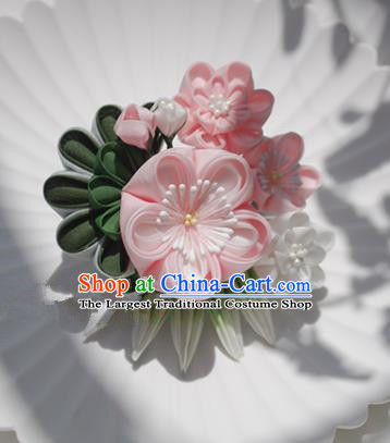 Japanese Geisha Kimono Pink Plum Hair Claw Hairpins Traditional Yamato Hair Accessories for Women