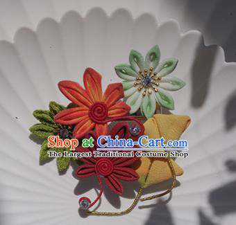 Japanese Geisha Kimono Maple Leaf Hair Claw Hairpins Traditional Yamato Hair Accessories for Women