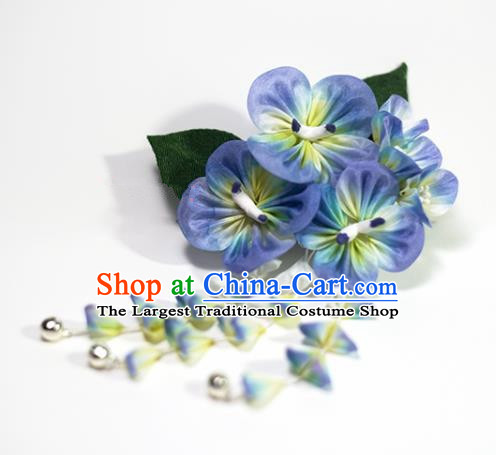 Japanese Geisha Kimono Purple Flowers Hair Claw Hairpins Traditional Hair Accessories for Women