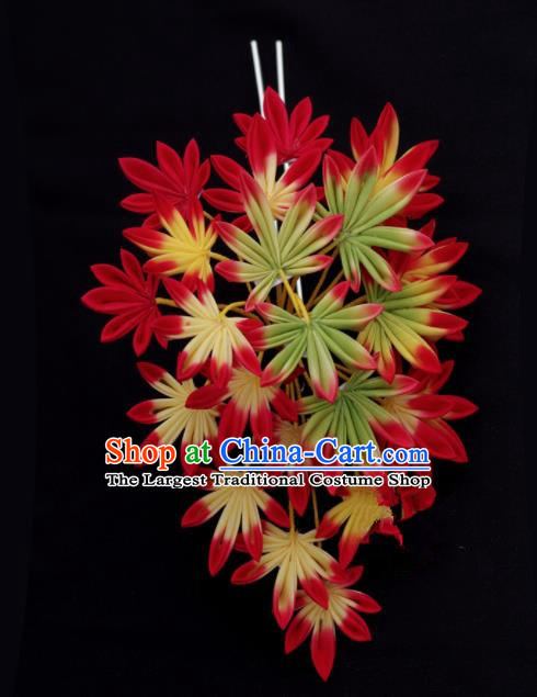 Japanese Geisha Kimono Maple Leaf Hairpins Traditional Yamato Hair Accessories for Women