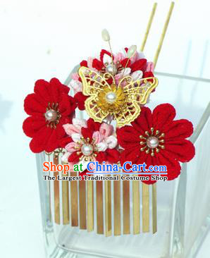 Japanese Geisha Kimono Butterfly Flower Hairpins Traditional Yamato Hair Accessories for Women