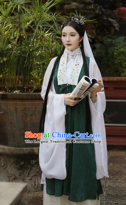 Traditional Chinese Ming Dynasty Countess Historical Costume Ancient Drama Taoist Nun Green Hanfu Dress for Women