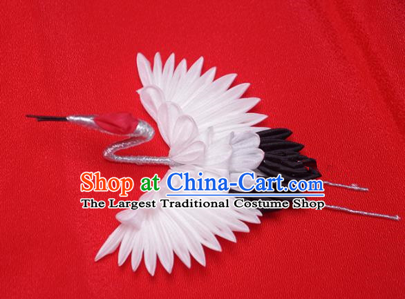 Japanese Geisha Kimono Black Crane Hairpins Traditional Yamato Hair Accessories for Women