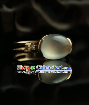 Chinese Ancient Court Opal Ring Traditional Princess Hanfu Jewelry Accessories for Women