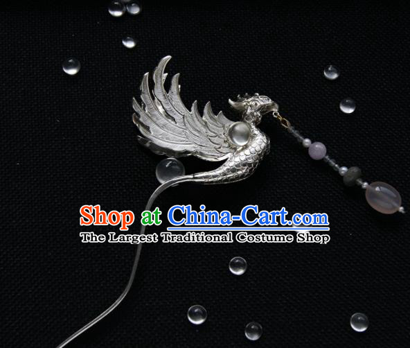 Chinese Ancient Ming Dynasty Phoenix Tassel Hairpins Hair Clip Traditional Hanfu Hair Accessories for Women