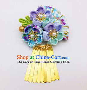 Japanese Geisha Courtesan Kimono Purple Sakura Hair Claw Hairpins Traditional Yamato Hair Accessories for Women