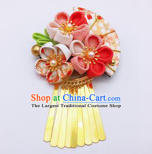 Japanese Geisha Courtesan Kimono Pink Sakura Hair Claw Hairpins Traditional Yamato Hair Accessories for Women