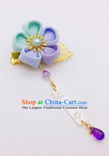 Japanese Geisha Courtesan Kimono Blue Plum Hair Claw Hairpins Traditional Yamato Hair Accessories for Women