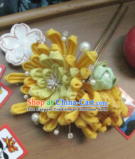 Japanese Geisha Courtesan Double Chrysanthemum Hairpins Traditional Yamato Kimono Hair Accessories for Women