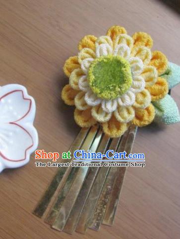 Japanese Geisha Courtesan Sunflower Hair Claw Hairpins Traditional Yamato Kimono Hair Accessories for Women