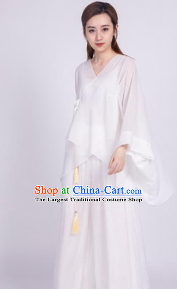 Chinese Traditional Martial Arts White Costumes Tai Chi Competition Clothing for Women