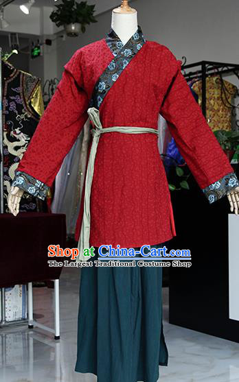 Chinese Ancient Drama Maidservants Red Costumes Traditional Song Dynasty Water Margin Pan Jinlian Dress for Women