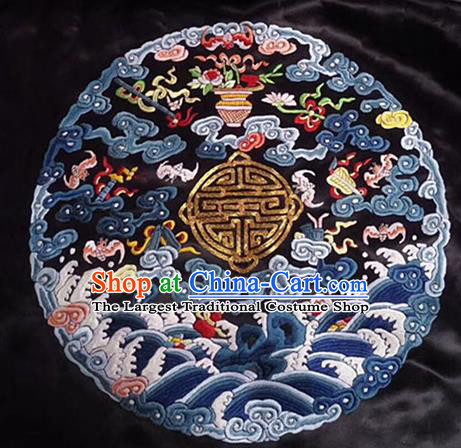 Chinese Handmade Embroidered Cloud Wave Silk Fabric Patch Traditional Embroidery Craft