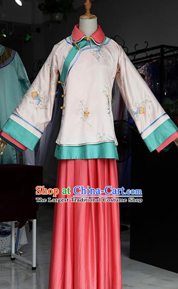 Chinese Ancient Drama Young Mistress Pink Costumes Traditional Ming Dynasty Young Lady Dress for Women