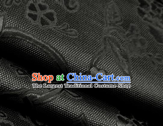 Chinese Traditional Peony Pattern Design Black Satin Brocade Fabric Asian Silk Material