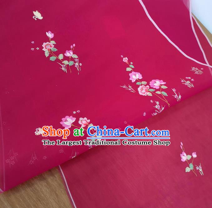 Traditional Chinese Royal Lotus Pattern Design Rosy Silk Fabric Brocade Asian Satin Material