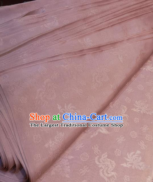 Traditional Chinese Royal Pattern Design Light Pink Brocade Silk Fabric Asian Satin Material