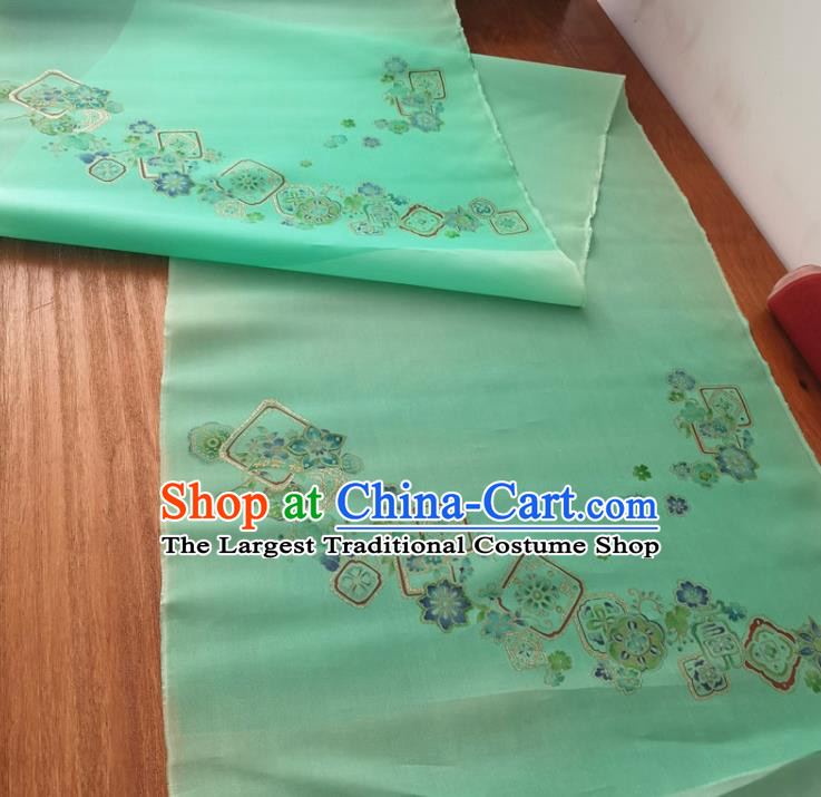 Chinese Traditional Pattern Design Green Silk Fabric Brocade Asian Satin Material