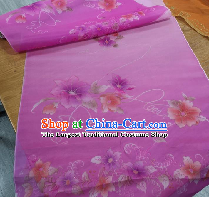 Chinese Traditional Flowers Pattern Design Lilac Silk Fabric Brocade Asian Satin Material