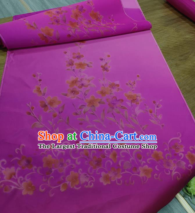 Chinese Traditional Flowers Pattern Design Purple Silk Fabric Brocade Asian Satin Material